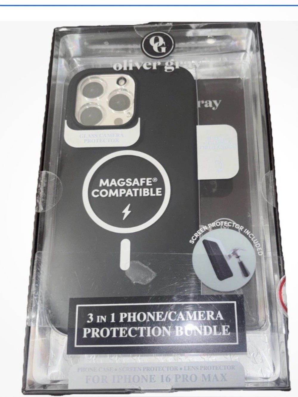 MagSafe Compatible Black iPhone 16 Pro Max Case - 3-in-1 Protection Bundle